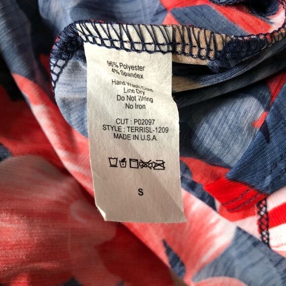 Navy & Red Floral Cut Out Dress Small NWT - Picture 6 of 6